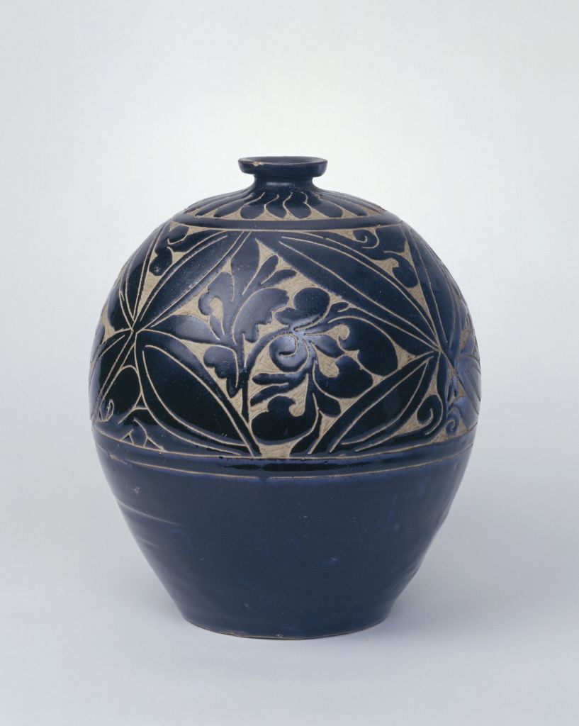 图片[1]-Black-glazed flower vase-China Archive